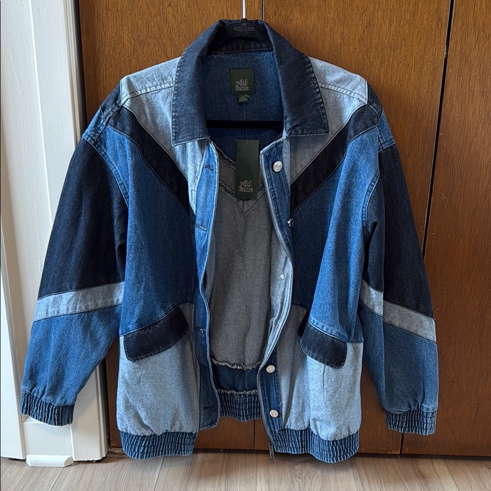 Stylish Colorblock Denim Jacket